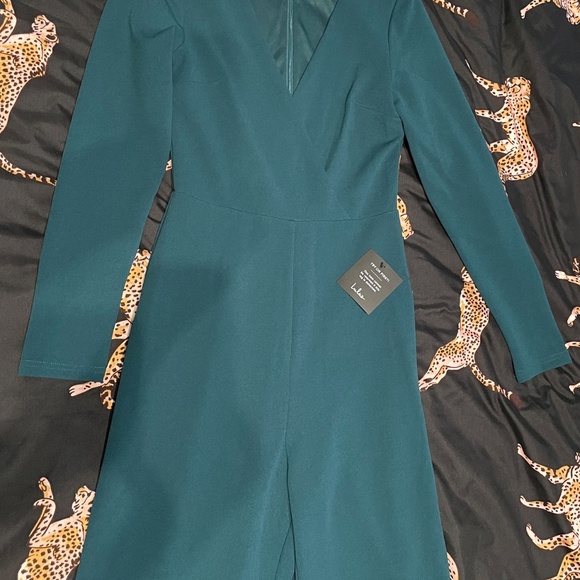 Lulus Utterly Chic Emerald Green Long Sleeve Wide-Leg Jumpsuit - Picture 3 of 11